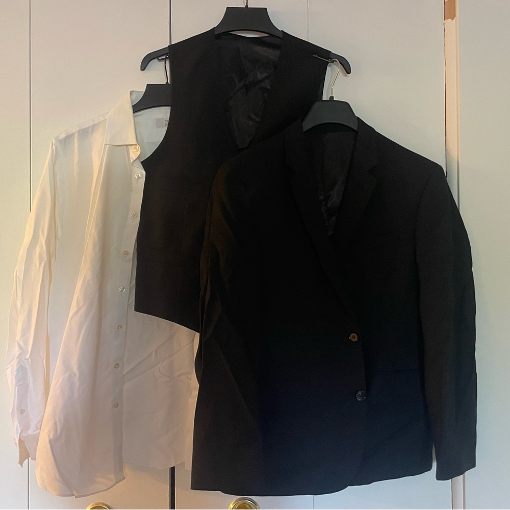 Whole black suit set with white button up